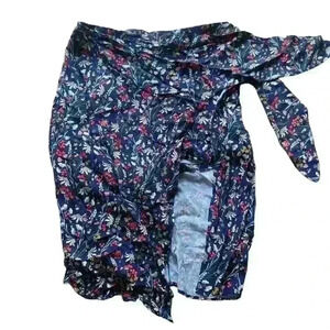 Zara Skort Skirt Short Front Knot Skirt Floral Knee Open Front Women's M Floral